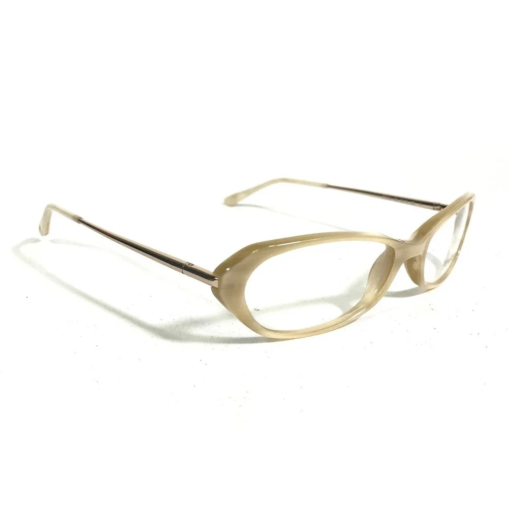 Tom Ford Eyeglasses Frames TF5134 025 Beige Gold Horn Round Full Rim 52-16-130